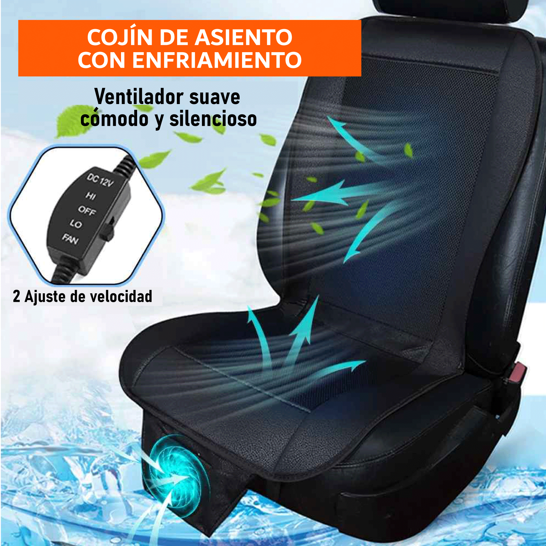 COJÍN CON VENTILADOR EN ASIENTO Y ESPALDA